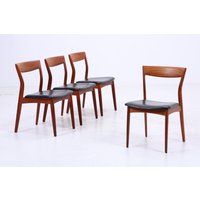 4Er Set Teak Stühle Von R. Borregaard Für Viborg | Mid Century Danish Design Leder Stuhl Vintage Designer von ReStoreBerlin