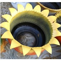 Re-Tired Grün Orange Gelb 16" Übertopf Repurposed Upcycled Geschenk Meter Kunst Garten Dekor Unikat Keramik Behälter Blumentopf Urban Terrasse von ReTiredThings