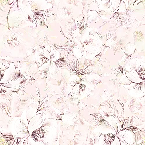 ReWallpaper 44.5cm X 7m Tapete Blumen Rosa Beige Selbstklebende Folie Für Möbel Blumen Fototapete Möbelfolie Selbstklebend Blumen Vintage Muster Klebefolie Wand Selbstklebend Abwaschbare Tapete Bad von ReWallpaper