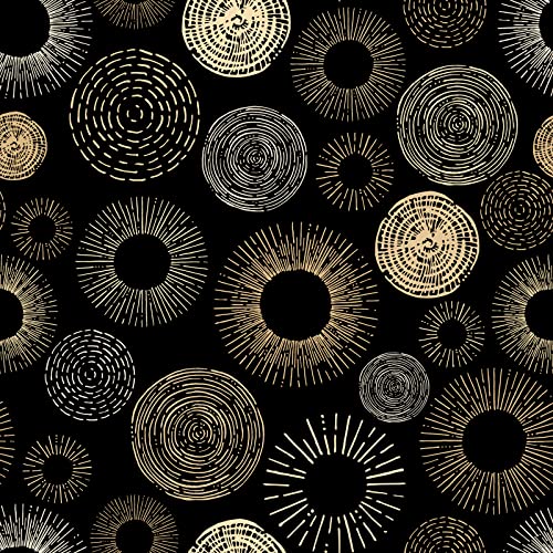 ReWallpaper Boho Tapete Schwarz Gold Vintage 44.5cm×7m Möbelfolie Selbstklebend Schwarz Gold Klebefolie Schwarz Muster Möbel Geometrisch Mustertapete Kinder für Schlafzimmer Badezimmer Wasserfest von ReWallpaper