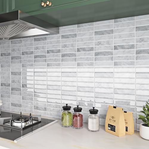 ReWallpaper Fliesenaufkleber Küche Grau Weiß Selbstklebende Wandfliesen Marmoroptik Klebefliesen Bad Wand Wasserdicht Fliesenfolie 3d für Kamin Marmor Fliesen Sticker 3 Stück 30.5x30.5cm von ReWallpaper