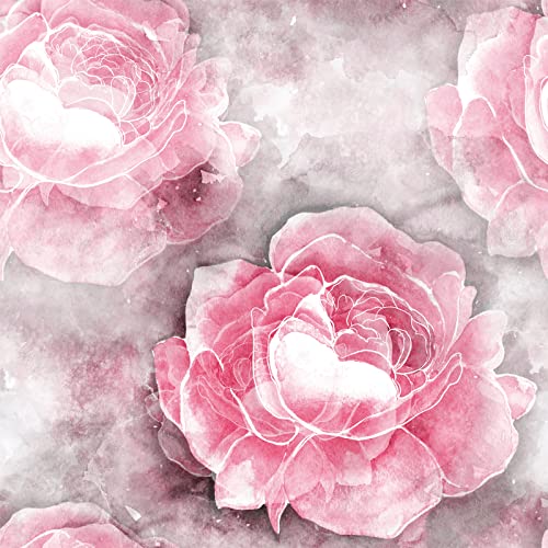 ReWallpaper Klebefolie Blumen Selbstklebende Tapete Blumen Rosa Blumentapete Vintage Tapete Badezimmer Wasserfest Pfingstrosen Klebe Tapete für Schlafzimmer Wand Tapete Muster Möbel Folie 44.5CM×3M von ReWallpaper