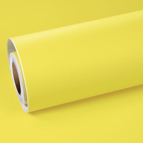 ReWallpaper Möbelfolie Küche Gelb Tapete Selbstklebende Kinder Selbstklebend Gelb Matt Klebefolie Küchenfronten Abwaschbare Tapete für Badezimmer Wand Dekofolie Schreibtisch 40cm×3m von ReWallpaper