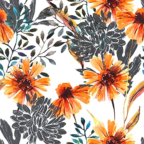 ReWallpaper Selbstklebende Folie Blumen Tapete mit Gänseblümchen Aquarell 44.5CM×7M Möbelfolie Selbstklebend Blumenmuster Selbstklebefolie Weiß Gelb Grau Wasserfest Klebefolie Schrank Badezimmer Wand von ReWallpaper