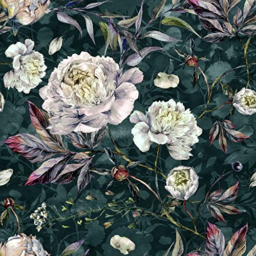 ReWallpaper Selbstklebende Tapete Blumen Grün Vintage Klebefolie Möbel Muster Blätter Möbelfolie Selbstklebend Weiße für Schrank 44.5cm X 3m Schlafzimmer von ReWallpaper