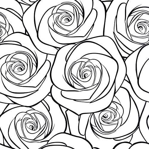 ReWallpaper Selbstklebende Tapete Blumen Rose Klebefolie Schwarz Weiß Muster Moderne Minimalistische Tapete Fototapete Schlafzimmer Romantik Klebefolie Möbel Blumenmuster Vintage 44.5CM x 3M von ReWallpaper