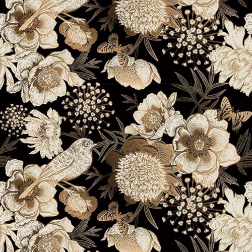 ReWallpaper Selbstklebende Tapete Blumen Vintage Klebefolie Möbel Muster Gold Schwarz Tapete Selbstklebend Vintage Vögel Folie für Möbel Schwarz Muster Fototapete Schlafzimmer Blumen 44.5cm×3m ReWallpaper Selbstklebende Tapete Blumen Vintage Klebefolie Möbel Muster Gold Schwarz Tapete Selbstklebend Vintage Vögel Folie für Möbel Schwarz Muster Fototapete Schlafzimmer Blumen 44.5cm×3m von ReWallpaper