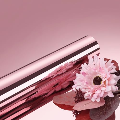 ReWallpaper Spiegelfolie Selbstklebend Tapete Spiegel Rosa Gold für Wand 40CMx3M Rosa Möbelfolie Selbstklebend für Gefrierschrank Arbeitsplatte Küche Flexible Rolle Spiegel Aufkleber Deko von ReWallpaper