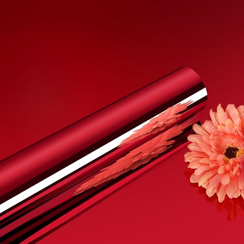 ReWallpaper Spiegelfolie Selbstklebend Wand Rot Flexible Klebefolie Spiegeloptik Selbstklebende Folie Hochglanz Rot für Möbel Schranktür Schubladen 40CMx3M Rolle Klebespiegel für Tapete Dekor von ReWallpaper