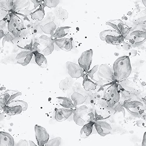 ReWallpaper Tapete Grau Muster Tapete Vintage Blumen Schrankfolien Selbstklebend mit Muster 44,5CM × 3M Tapeten Wohnzimmer Muster Tapete Badezimmer Wasserfest Wand PVC Ablösbare von ReWallpaper