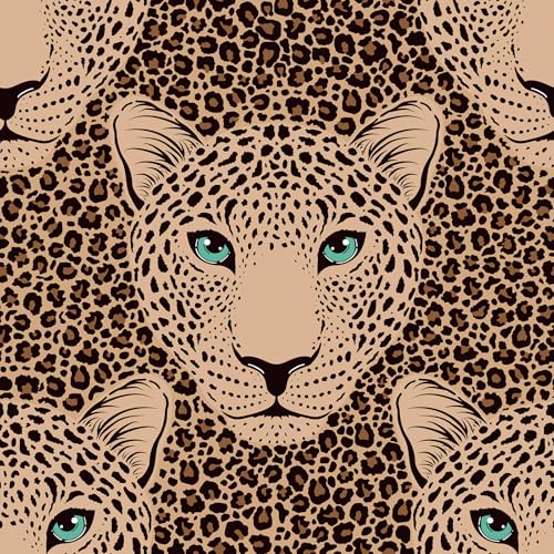 ReWallpaper Tapete Leopardenmuster Braun Möbelfolie Selbstklebend Tiere Schrankfolien Motiv Leoparden Wandtapete Selbstklebend Kinderzimmer Schlafzimmer 44.5CMx3M Dekorfolie Wand Flur Tür von ReWallpaper