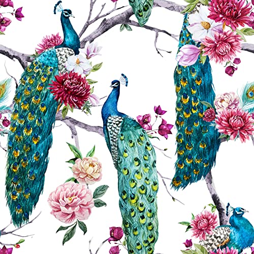 ReWallpaper Tapete Pfau Petrol Selbstklebende Tapete Grün Mit Blumen Rosa 44.5CM X 3M Fototapete Selbstklebend Pfau Blumentapete Vintage Retro Federn Klebefolie Wand Möbel Folie Kleben Muster ReWallpaper Tapete Pfau Petrol Selbstklebende Tapete Grün Mit Blumen Rosa 44.5CM X 3M Fototapete Selbstklebend Pfau Blumentapete Vintage Retro Federn Klebefolie Wand Möbel Folie Kleben Muster von ReWallpaper