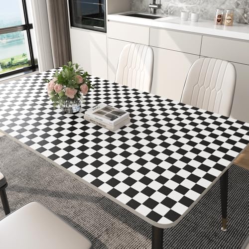 ReWallpaper Tapete Schwarz Weiss Muster Kariert 40cm×7m Selbstklebende Folie für Tischplatte Treppen Mustertapete Bad Wasserfest Möbelfolie Weiß Matt Wandtapete Selbstklebend Schlafzimmer von ReWallpaper