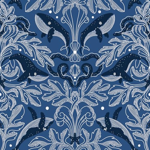 ReWallpaper Tapete Selbstklebend Blau Meer 44.5cm×7m Klebefolie Möbel Muster für Bad Schränke Flur Tür Vinyl Tapeten Kinderzimmer Junge Mädchen Dekofolie Selbstklebend für Gaming Zimmer von ReWallpaper