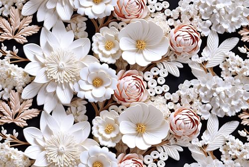 ReWallpaper Tapete Selbstklebend Blumen Vintage Fototapete 3d Effekt Blumen Rosa Folie für Möbel Weiß Muster Tapete für Badezimmer Wasserfest 44.5cm×3m Möbelfolie Selbstklebend Bunt von ReWallpaper