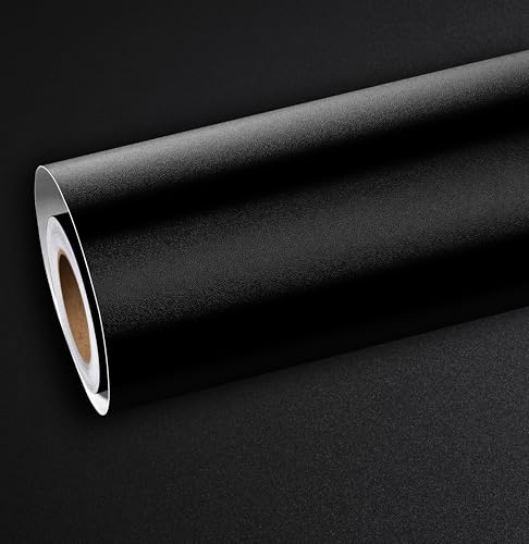 ReWallpaper Tapete Selbstklebend Schwarz Klebefolie Küchenfronten Schwarz Matt 40cm×7m Tapete Badezimmer Wasserfest Wohnzimmer Folie für Möbel Schwarz Abnehmbar Dekofolie Schreibtisch von ReWallpaper