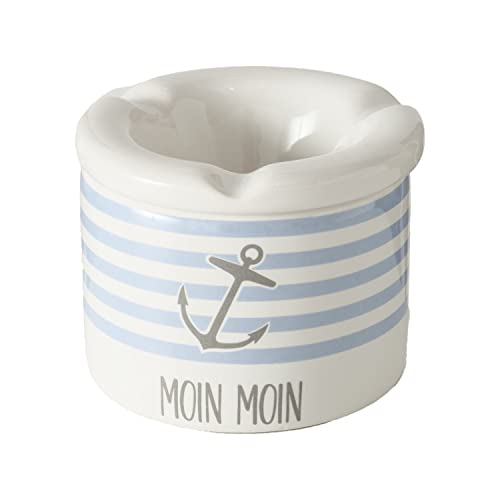 Aschenbecher Sturmaschenbecher Keramik für draussen mit Deckel Maritimes Design 7 x 10 cm Moin Moin von ReWu