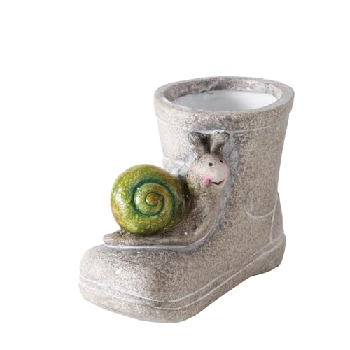 Blumentopf Übertopf Paulona - Schnecke - Steifel Pflanztopf Blumenkübel Pflanzgefäß Terrakotta Keramik Balkon Terasse Garten Outdoor Dekoration Stiefel-Form 14,2 x 7,8 x 10,3 cm von ReWu
