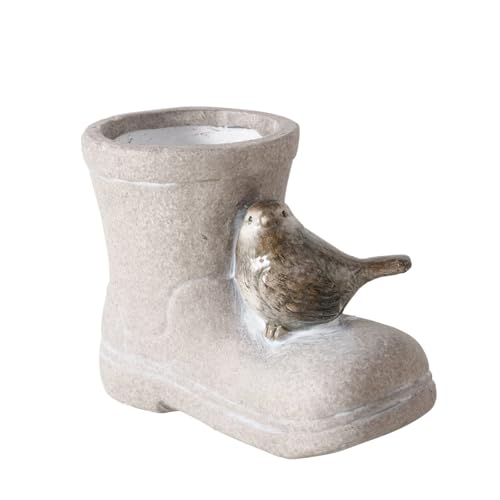 Blumentopf Übertopf Paulona - Vogel - Steifel Pflanztopf Blumenkübel Pflanzgefäß Terrakotta Keramik Balkon Terasse Garten Outdoor Dekoration Stiefel-Form 14,2 x 7,8 x 10,3 cm von ReWu