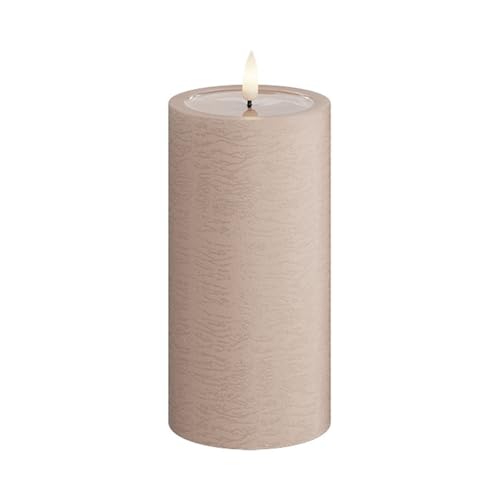 Deluxe Homeart Unique LED Kerze, Indoor LED-Stumpenkerze mit realistischer Flamme auf einem Echtwachsspiegel - Handmade Echtwachs - Rose 7,5 x 15 cm von ReWu