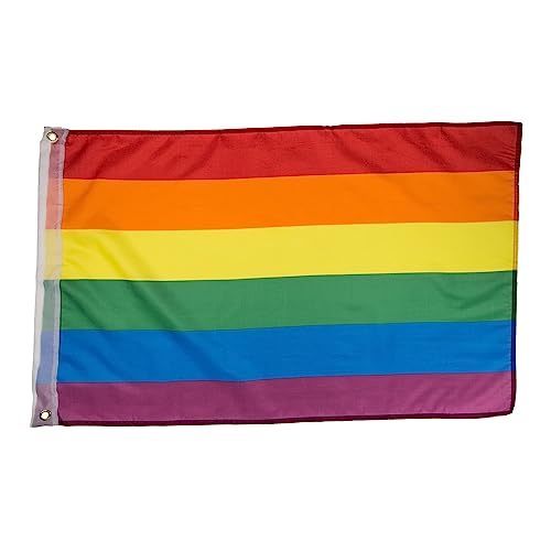 ReWu Flagge Fahne Regenbogen Rainbow Pride Bunt mit Metallösen Cristopher-Street-Day CSD LGBTQ+ Gay Hippie Homosexualität Toleranz Vielfalt Unterstützung 90 x 60 cm von ReWu