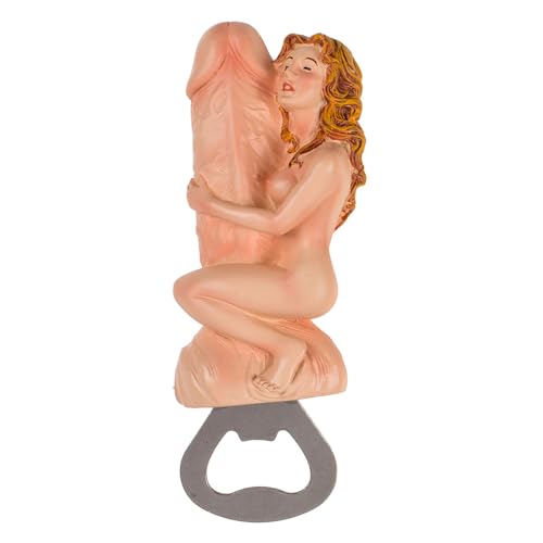 Flaschenöffner Frau Umarmt Willy Penis mit Magnet Metallflaschenöffner Bieröffner Bottle Opener Junggesellenabschied Scherzartikel Spaßartikel Magnetisch Geschenkidee Geschenk ca. 12,5 cm von ReWu