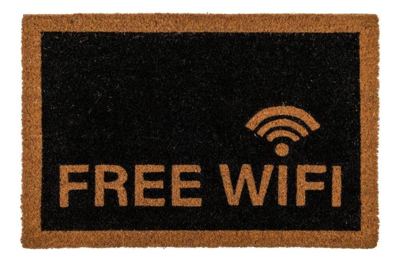 ReWu Fußmatte OOTB Fußmatte Free Wifi, ca 60 x 40 cm, mit Headercard zum Aufhängen ReWu Fußmatte OOTB Fußmatte Free Wifi, ca 60 x 40 cm, mit Headercard zum Aufhängen von ReWu