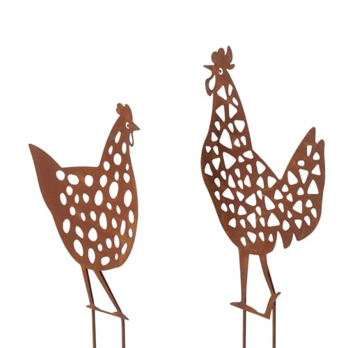 Gartenstab Pollo Huhn - Hahn & Henne - 2er-Set Gartenstecker Beetstecker Rankstab Edelrost Rost Gartendeko Rostdeko Rostoptik Pflanzstecker Gartenstab Pollo Huhn - Hahn & Henne - 2er-Set Gartenstecker Beetstecker Rankstab Edelrost Rost Gartendeko Rostdeko Rostoptik Pflanzstecker von ReWu