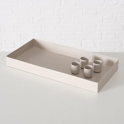 ReWu Kerzenleuchter Margo Matt Beige Eckig Metall Magnetisch - 4 Verschiebbare Kerzenhalter - Kerzenständer Adventskranz Tischdekoration Adventsleuchter 30 x 15 x 3cm von ReWu