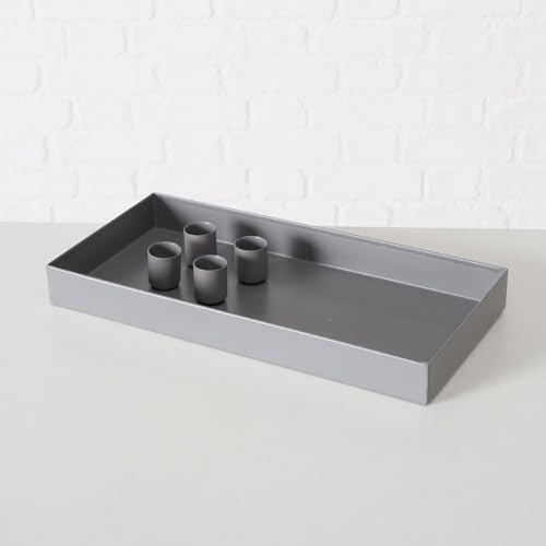 ReWu Kerzenleuchter Margo Matt Grau Eckig Metall Magnetisch - 4 Verschiebbare Kerzenhalter - Kerzenständer Adventskranz Tischdekoration Adventsleuchter 30 x 15 x 3cm von ReWu