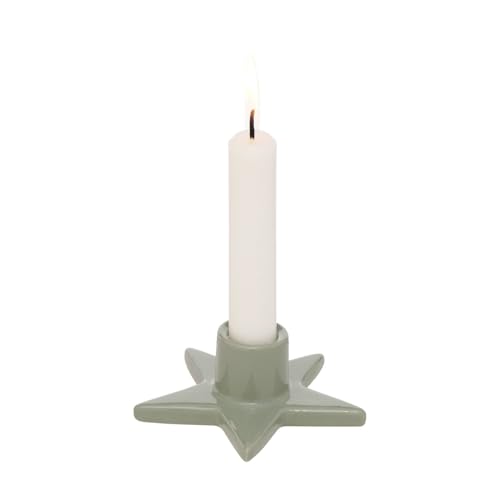 Kerzenständer Kerzenleuchter Odessia Für Stabkerzen Stern Form Dunkelgrün Keramik Weihnachtsdekoration Winterdekoration Adventsdeko 11 x 4,5 cm von ReWu