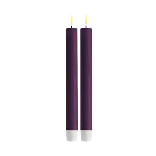 LED Stabkerze 2er Deluxe Homeart, Indoor LED-Stabkerze mit realistischer Flamme auf einem Echtwachsspiegel, warmweißes Licht - Dunkel Lila Stabkerze 24 cm LED Stabkerze 2er Deluxe Homeart, Indoor LED-Stabkerze mit realistischer Flamme auf einem Echtwachsspiegel, warmweißes Licht - Dunkel Lila Stabkerze 24 cm von ReWu
