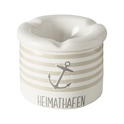 Aschenbecher Sturmaschenbecher Keramik für draussen mit Deckel Maritimes Design 7 x 10 cm Heimathafen von ReWu
