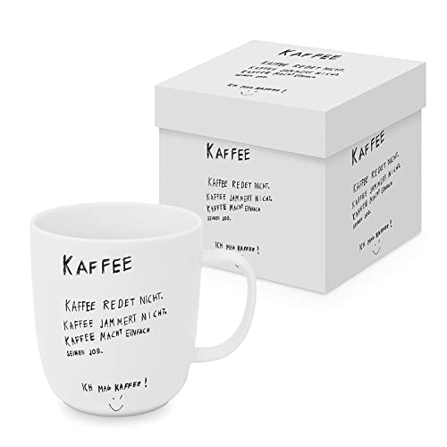 ReWu Becher Tasse aus Porzellan Kaffe redet Nicht Schriftzug Geschenkverpackung Henkelbecher Kaffebecher Trinkbecher Mug 0,4L von ReWu
