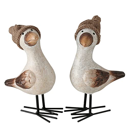 ReWu Dekofigur Dekoaufsteller Kantenhocker Kantensitzer Wohndekoration Dekoration Vogel Möwe Simon Stehend Terrakotta Keramik Maritim Urlaub Meer 2er-Set von ReWu