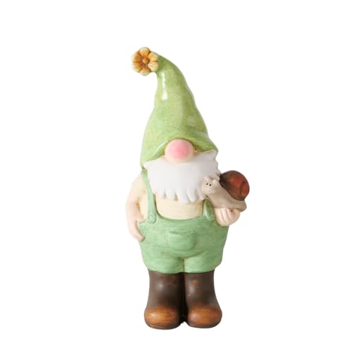 ReWu Dekofigur Joshy - Wichtel mit Schnecke im Arm - Figur Gartendeko Wohndekoration Dekoaufsteller Sommer Frühling Aufsteller Gartenfigur 11 x 8,5 x 24 cm von ReWu