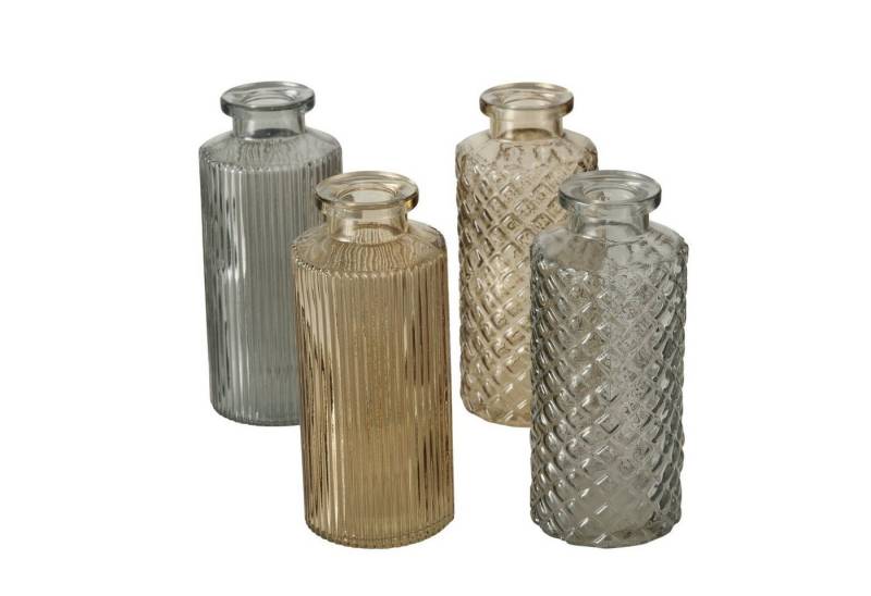 ReWu Dekovase Blumenvase im 4er Set aus Glas in Flaschenform - Grau von ReWu