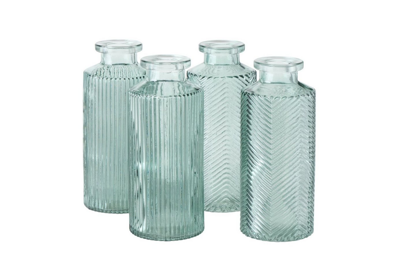 ReWu Dekovase Blumenvase im 4er Set aus Glas in Flaschenform - Salbeigrün von ReWu