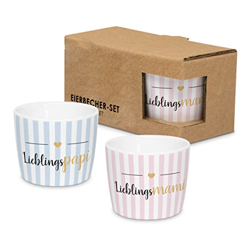 ReWu Eierbecher 2er-Set Lieblingseltern, Lieblingsmami und Lieblingspapi aus Porzellan von ReWu