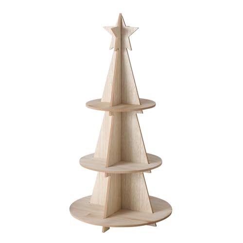 ReWu Etagere Weihnachtsbaum Caleo 3-Etagen Weihnachtsdekoration Weihnachten Christmas Holz Stern Küche Deko Ablage Tischdekoration 30 x 61 cm von ReWu