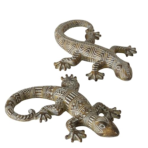 ReWu Figur Dekofigur Lolly Eidechse Kunstharz Dekoaufsteller Braun Weiß 1-Stück Zufällige Auswahl 18 x 12 x 2 cm von ReWu