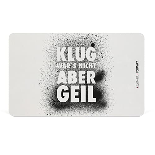 ReWu Frühstücksbrett Schneidebrett Klug Wars Nicht Aber GEIL Weiß/Schwarz Schriftzug Küchenzubehör Brett Brettchen Geschenkidee 23,3 x 14,3 cm von ReWu