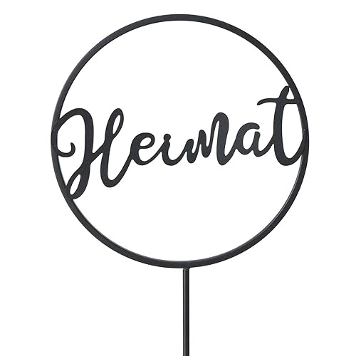 ReWu Gartenstab Schild - Heimat - Schriftzug Spruch Pflanzstab Gartendeko Garten Outdoor Metall Dekoration Metalllschild Schwarz H:128 cm von ReWu