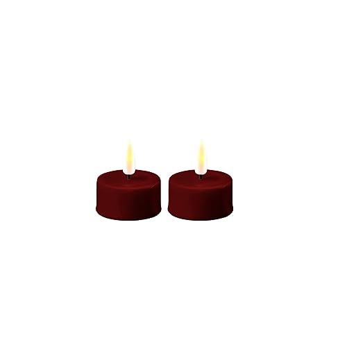 ReWu LED Teelicht 2er Deluxe Homeart, Indoor LED-Teelicht mit realistischer Flamme, warmweißes Licht - Burgogne Rot Teelicht ReWu LED Teelicht 2er Deluxe Homeart, Indoor LED-Teelicht mit realistischer Flamme, warmweißes Licht - Burgogne Rot Teelicht von ReWu