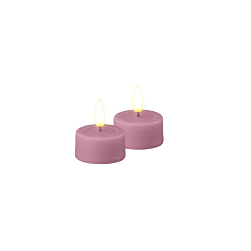 ReWu LED Kerze Deluxe Homeart, Indoor LED-Kerze mit realistischer Flamme auf einem Echtwachsspiegel, warmweißes Licht - Lavendel Teelicht von ReWu