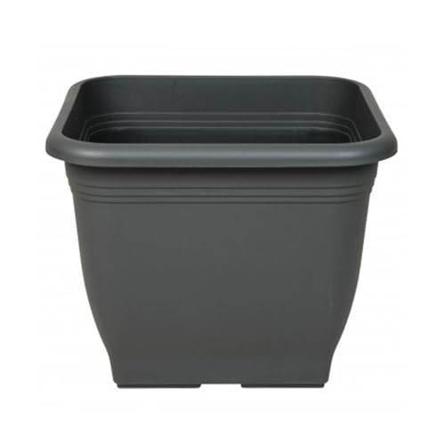 ReWu Pflanzkübel Pflanztopf Blumentopf Blumenkübel Kunststoff UV-Beständig Wetterfest Bodenlöcher Made in EU Eckig - Anthrazit 19 x 19 cm von ReWu