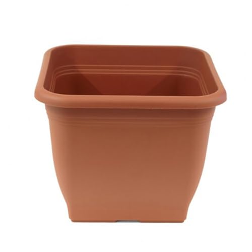 ReWu Pflanzkübel Pflanztopf Blumentopf Blumenkübel Kunststoff UV-Beständig Wetterfest Bodenlöcher Made in EU Eckig - Terrakotta 23 x 23 cm von ReWu