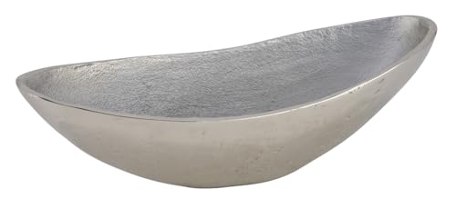 ReWu Schale Dekoschale Länglich Oval Silberfarben Tablett Schmucktablett Schlüsselschale Aufbewahrung Dekoration Wohndekoration Tischdekoration Obstschale 34 x 11 x 11 cm von ReWu