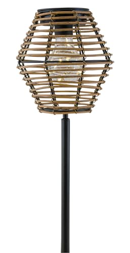 ReWu Solarlampe Lampe Eckig Outdoor Garten Beleuchtung Naturfarben Bodenspitze Solarlicht Außen Solarleuchte Bodenleuchte Gartenleuchter Wegbeleuchtung 17 x 17 x 49 cm von ReWu