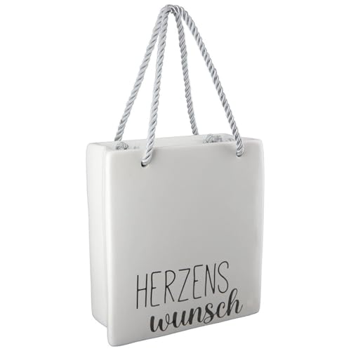 ReWu Spardose Herzenswunsch - in Form Einer Tüte - Keramik Sparschwein Spartopf Geld Sparen Hochzeit Geschenkidee Gastgeschenk Geldgeschenk 5x8x9 cm von ReWu